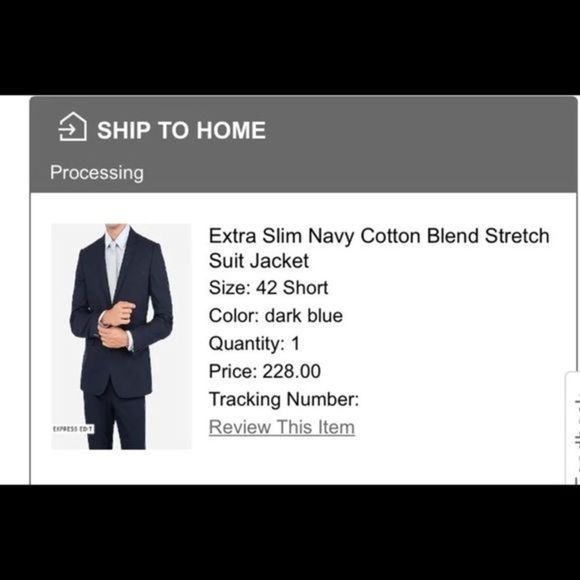 Host pick Extra Slim Navy Cotton Blend Stretch Suit Jacket 42 short blazer - Picture 4 of 4